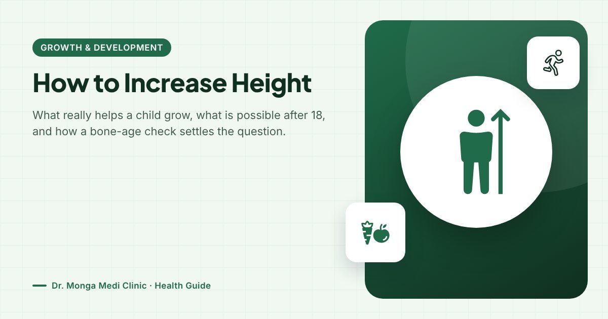 Growth chart with ruler and healthy food illustration