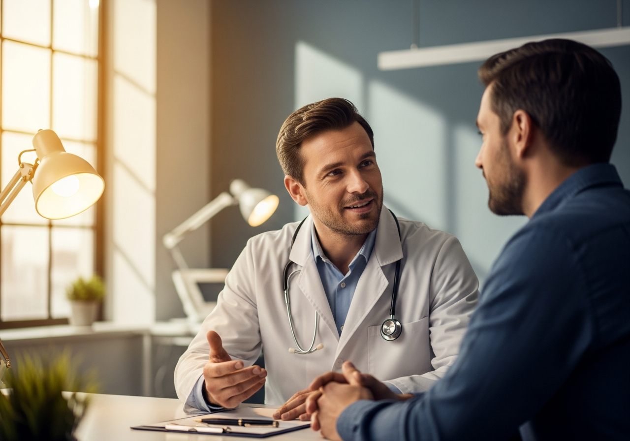 Doctor explaining Erectile Dysfunction treatment to patient