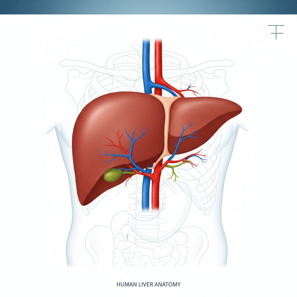 Healthy liver diagram illustration showing liver anatomy and function