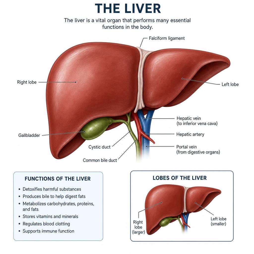 Anatomical liver illustration