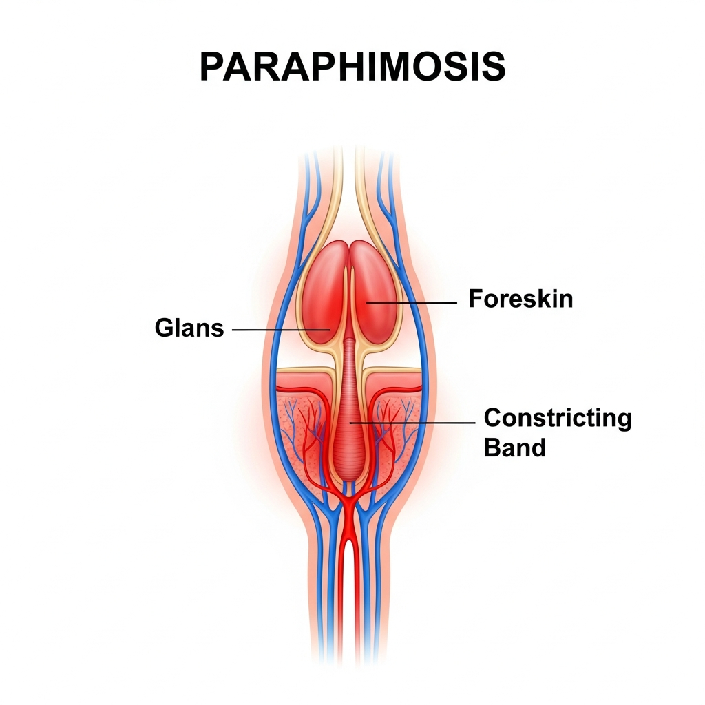 Paraphimosis — Foreskin stuck behind glans