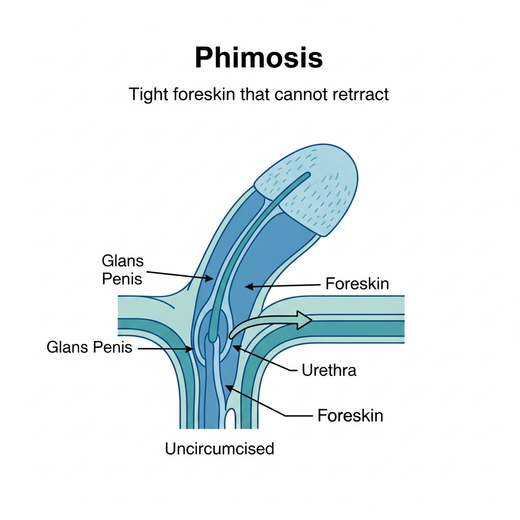 Phimosis — Foreskin cannot retract